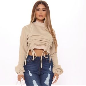 Brand New Fashion Nova Nude Crop Sweat Shirt